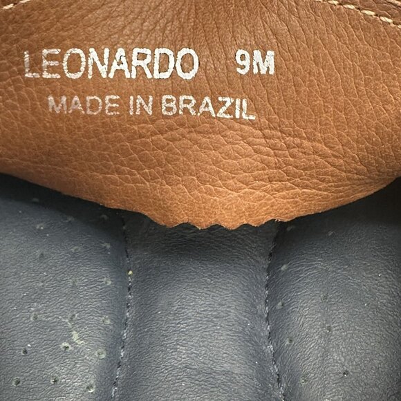 Joseph Abboud Mens Brown Leather Loafers Size 9 Brass Bit Detail & Rubber Soles - Picture 8 of 9